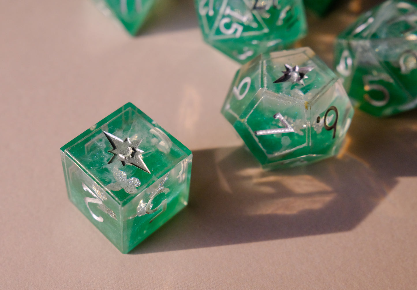 Butterfly Catcher Silver Polyhedral Dice Set