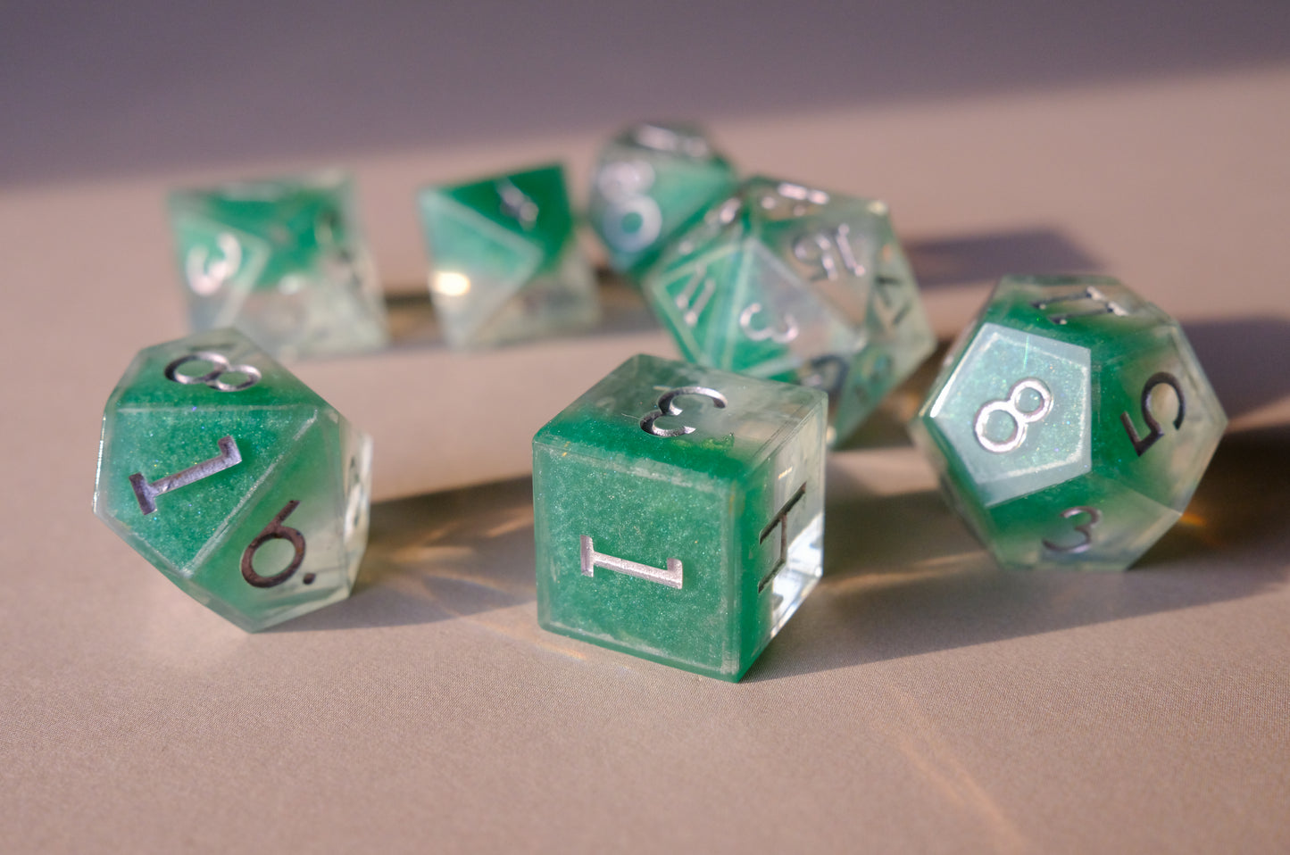 Butterfly Catcher Silver Polyhedral Dice Set