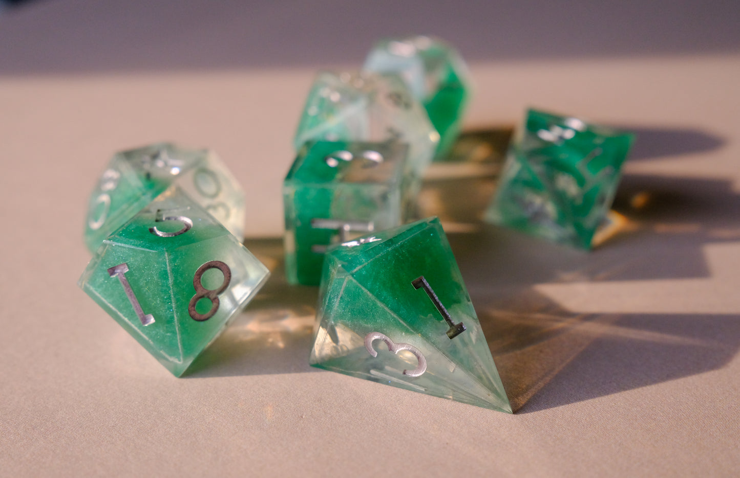 Butterfly Catcher Silver Polyhedral Dice Set