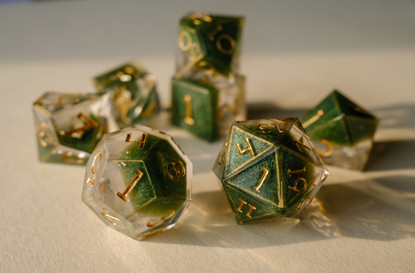 Butterfly Catcher Gold Polyhedral Dice Set