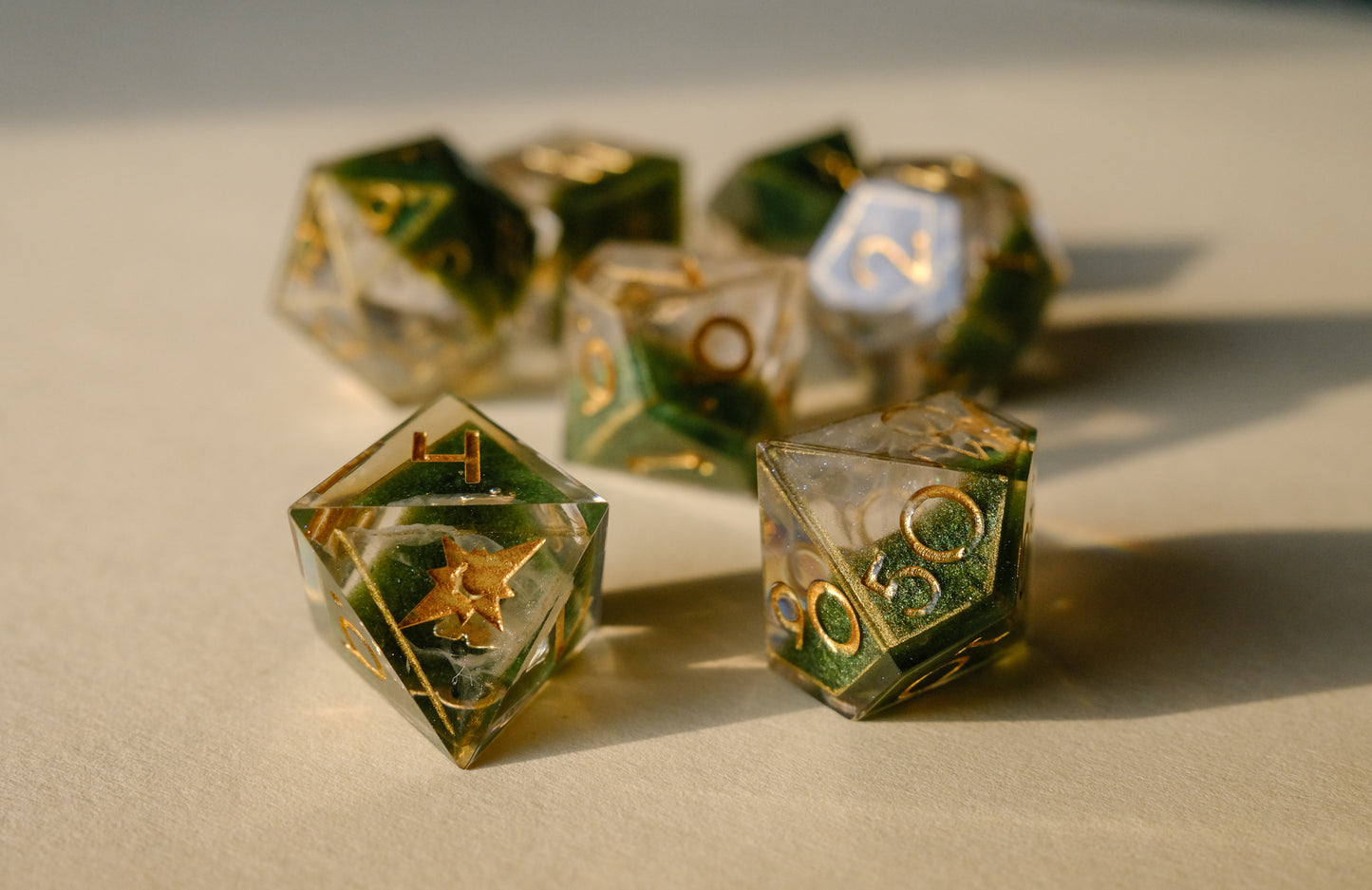 Butterfly Catcher Gold Polyhedral Dice Set