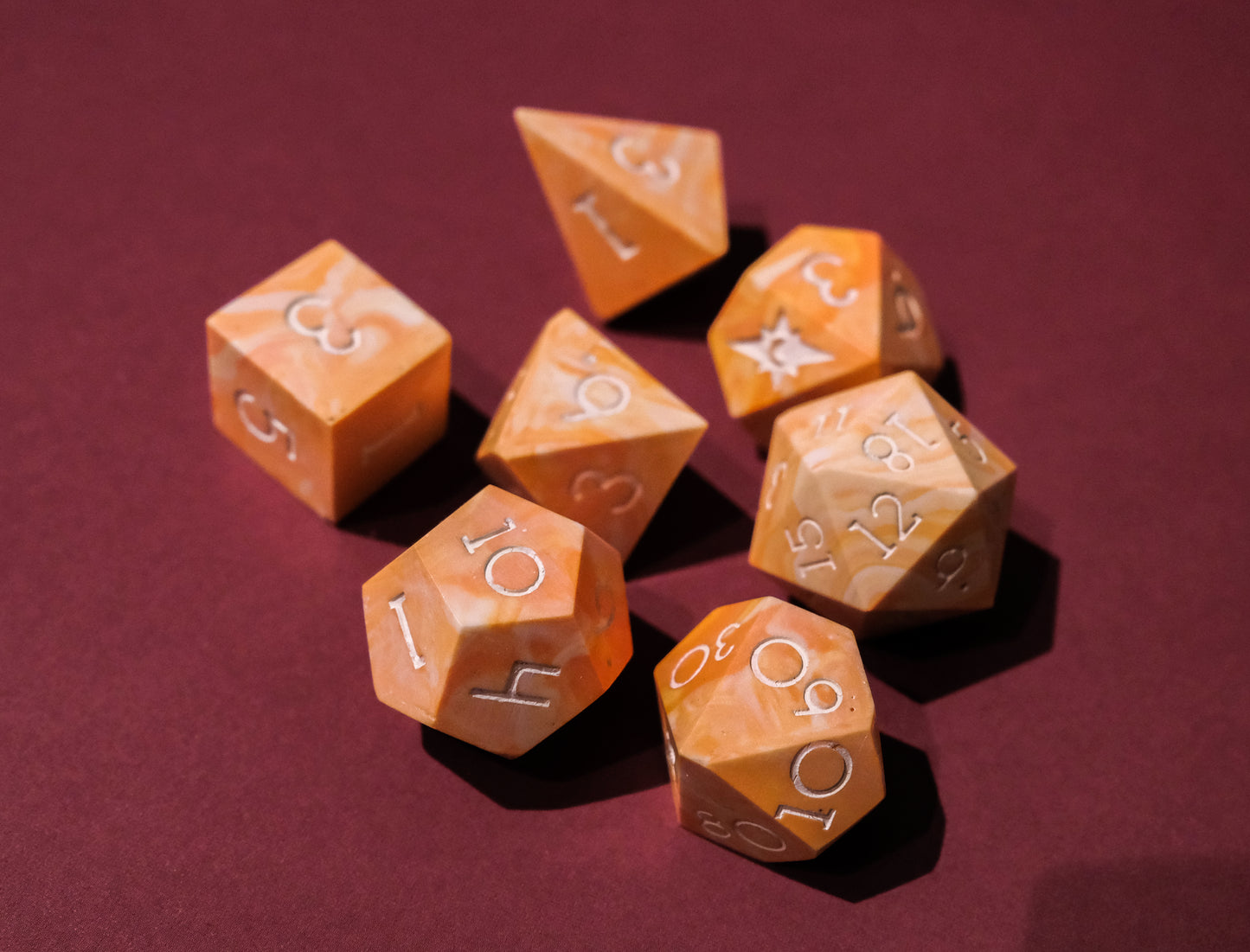 Orange Dream Flawed Polyhedral Dice Set
