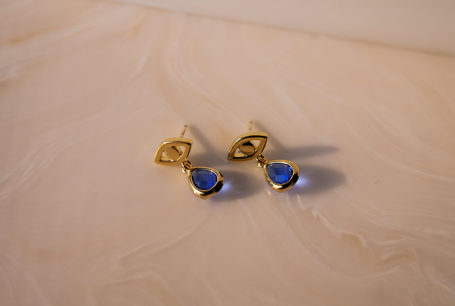 Tear Drops Blue Stud Earrings