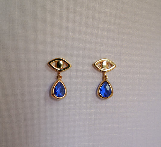 Tear Drops Blue Stud Earrings