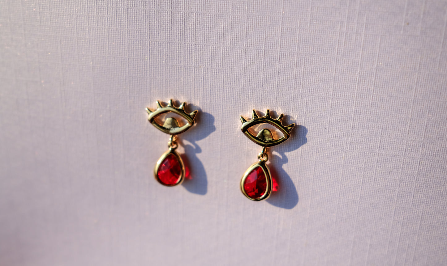 Tear Drops Red Stud Earrings