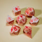 Faux Red Marble Flawed Polyhedral Dice Set