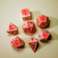 Faux Red Marble Flawed Polyhedral Dice Set