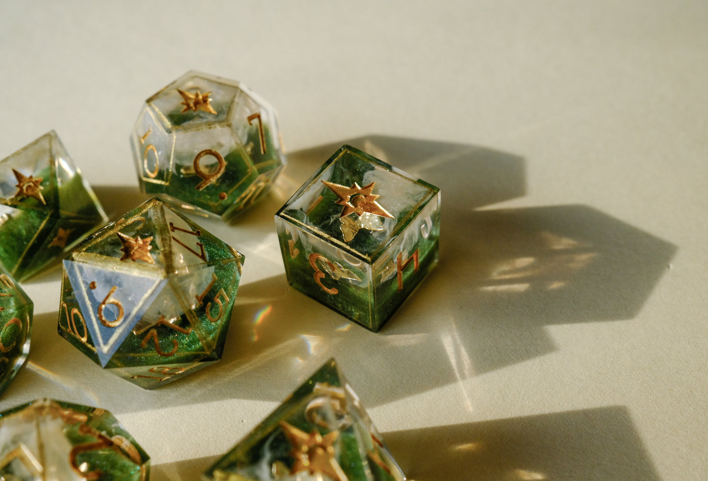 Butterfly Catcher Gold Polyhedral Dice Set