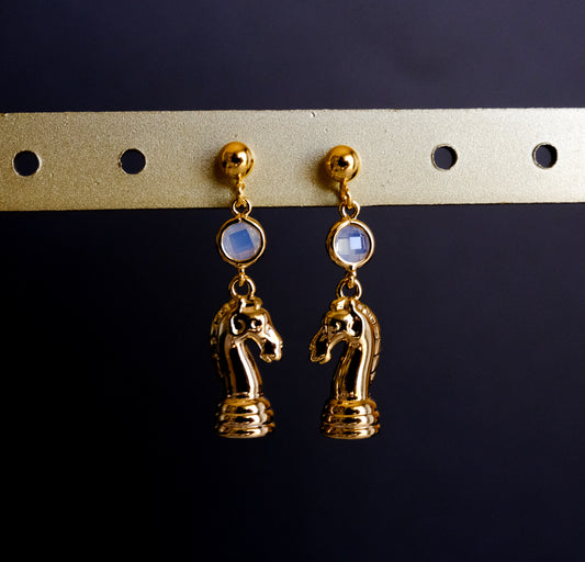 Knight Chess Piece Stud Earrings