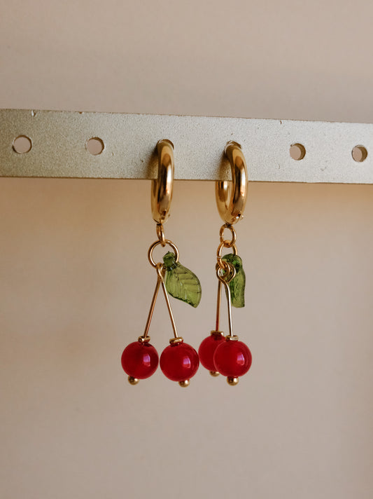 Cherry Hoop Earrings