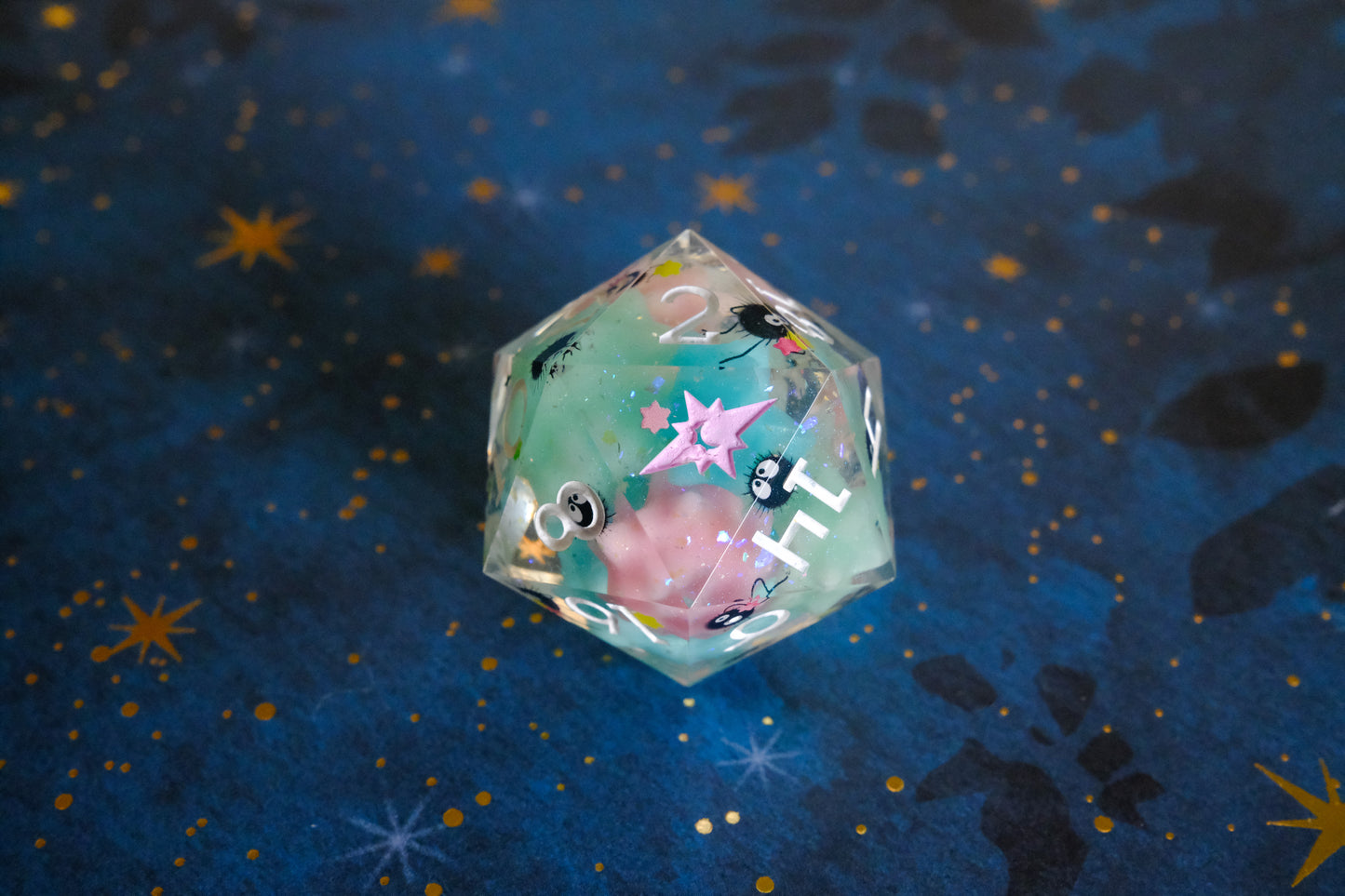 Cyan Pink Soot Sprite Mega D20