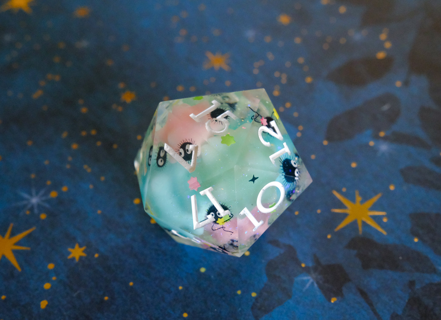 Cyan Pink Soot Sprite Mega D20