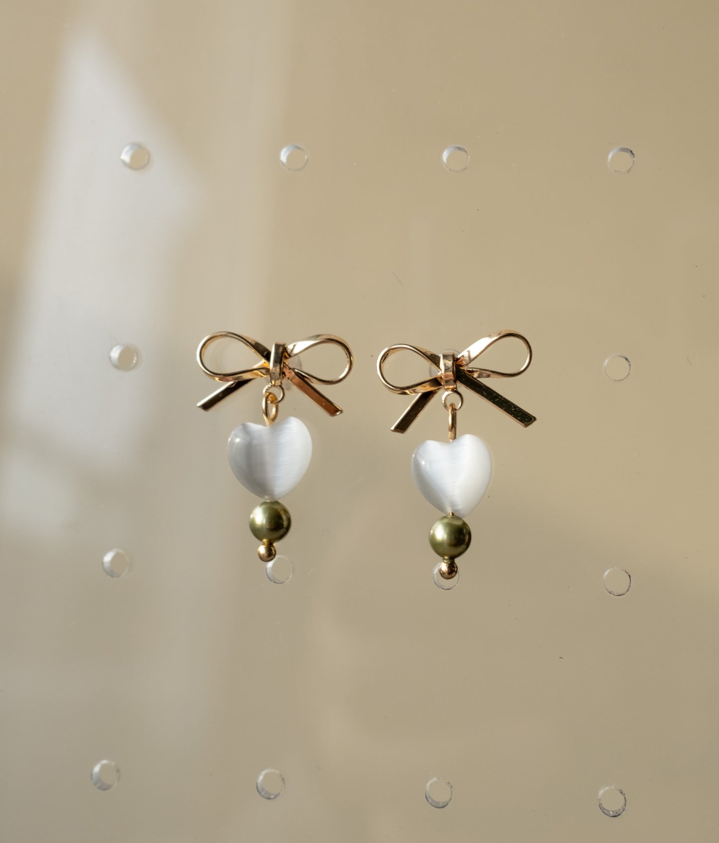 Bow and Heart Stud Earrings