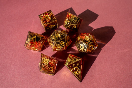 Flame Fragments Polyhedral Dice Set