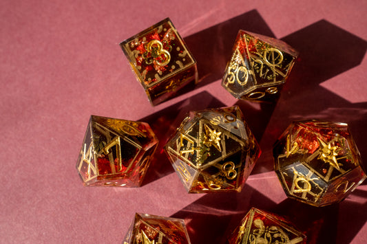 Flame Fragments Polyhedral Dice Set