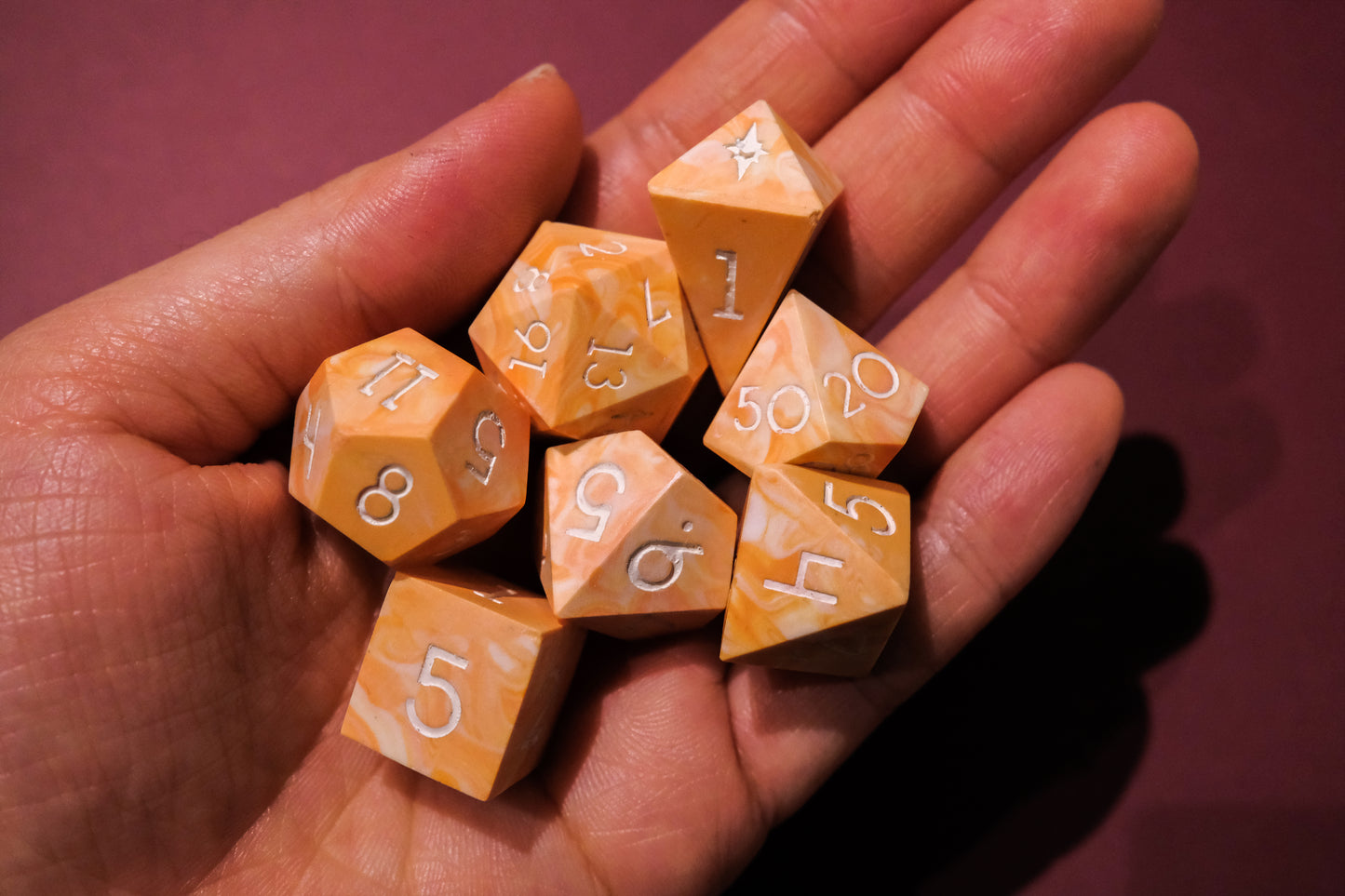 Orange Dream Flawed Polyhedral Dice Set