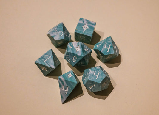 Faux Amazonite Polyhedral Dice Set