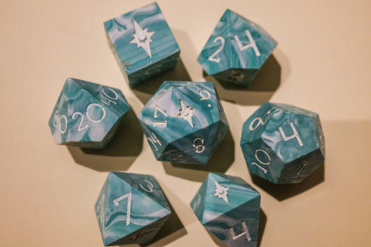 Faux Amazonite Polyhedral Dice Set