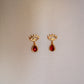 Tear Drops Red Stud Earrings