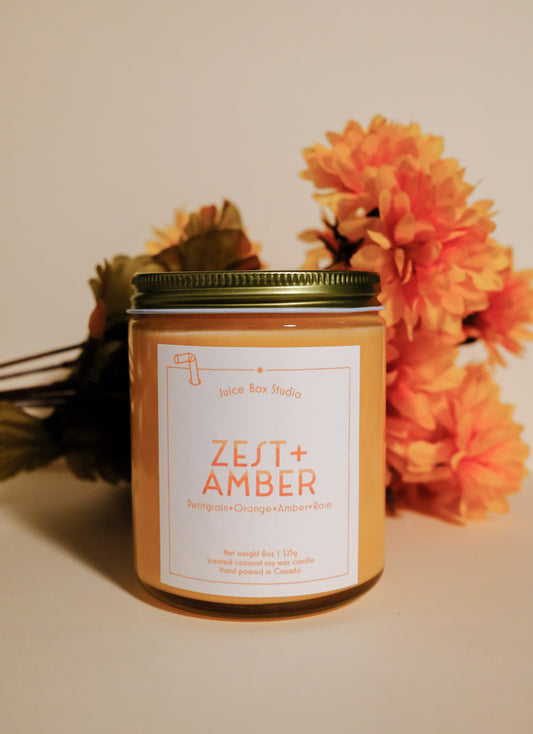 Zest & Amber Scented Candle jar