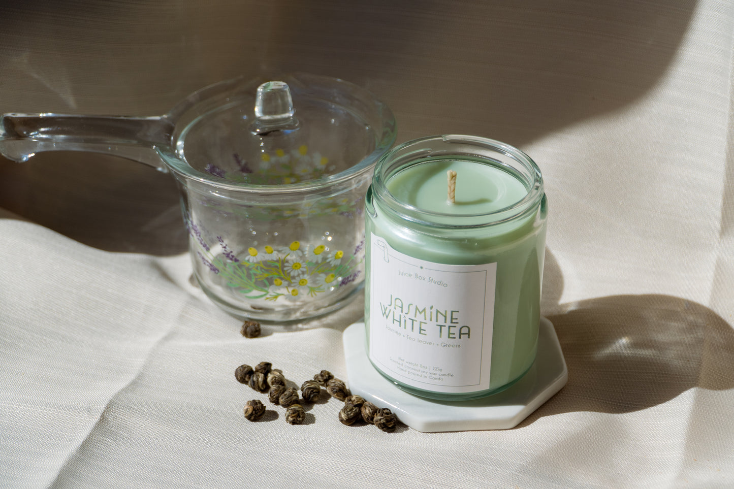 Jasmine White Tea Scented Candle jar